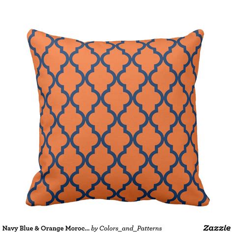 Navy Blue And Orange Moroccan Pattern Throw Pillow Patterned Throw