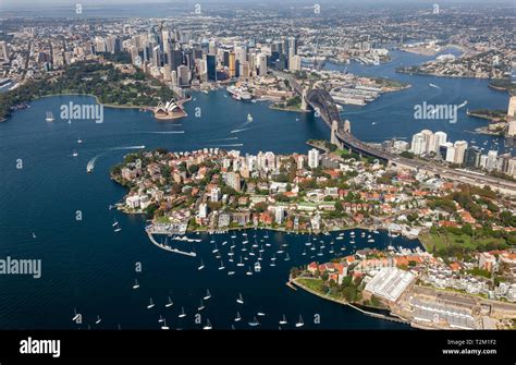 Aerial View From Helicopter Of Sydney Cbd Featuring The Harbour