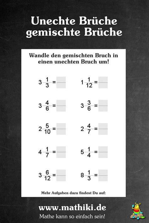 Hier finden sie eine umfangreiche sammlung von übungsdokumenten, schulaufgaben, klassenarbeiten mit lösungen für das fach mathematik. Noch mehr Mathe-Aufgaben zu Unechte Brüche / gemischte ...