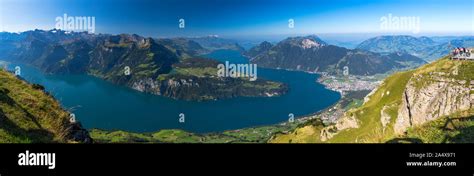 Fantastic View To Lake Lucerne With Rigi And Pilatus Mountains Brunnen