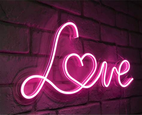 Britrio Led Neon Light Sign 17 X8 Pink Love Neon Sign Wall Hanging