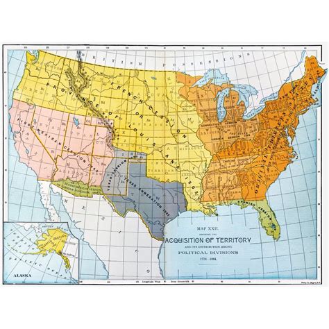 Us Map 1776 1884 Na Map Showing United States Territorial Acquisitions