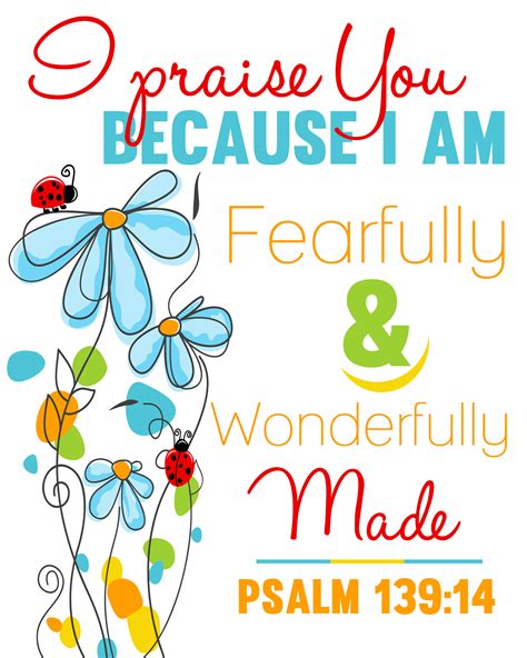 I Praise You Because I Am Fearfully And Wonderfully Made Printable