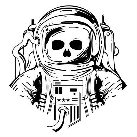 Premium Vector Skull With Astronaut Costume Illustration