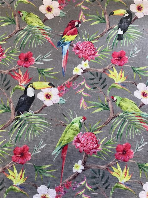 Tropical Birds Cotton Canvas Material Girl Laura Fabrics For