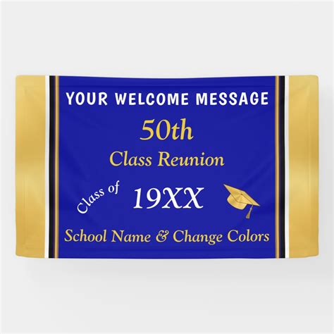 50th Class Reunion Banners Any Year Colors Text Zazzle