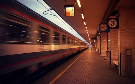 Time Lapse Photo Of Train Passing Train Station Train Blurred Train