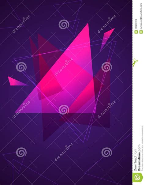 Pink Triangles Modern Futuristic Background Stock Vector Illustration