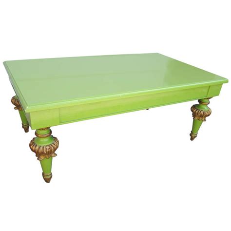 Lime green lacquer coffee table. Outrageous Hollywood Regency Lacquered Lime Green and Gold ...