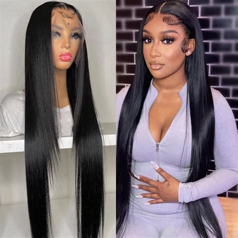 buy 30 inch 13x6 lace front wigs human hair 180 density straight hd lace front wigs human hair