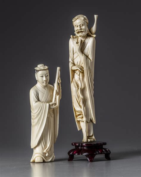 Two Chinese Ivory Immortal Carvings Oaa