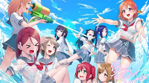 Download 2560x1440 Anime Girls Water War School Uniform Sea Love
