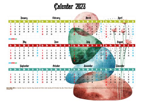Free Printable 2023 Calendar With Holidays Premium Template 27472