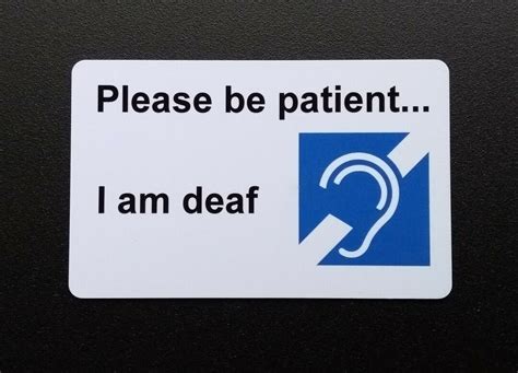 I Am Deaf Hearing Impaired Awareness Card Please Be Patient Hidden