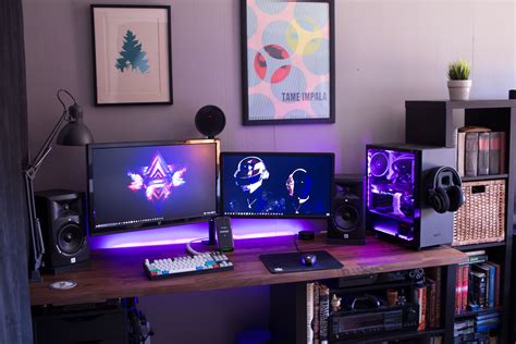 Your gaming desk is arguably the center of your setup; Gaming Desks | Best gaming setup, Computer setup, Gamer room