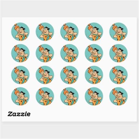 The Flintstones Fred And Pebbles Flintstone Classic Round Sticker Zazzle