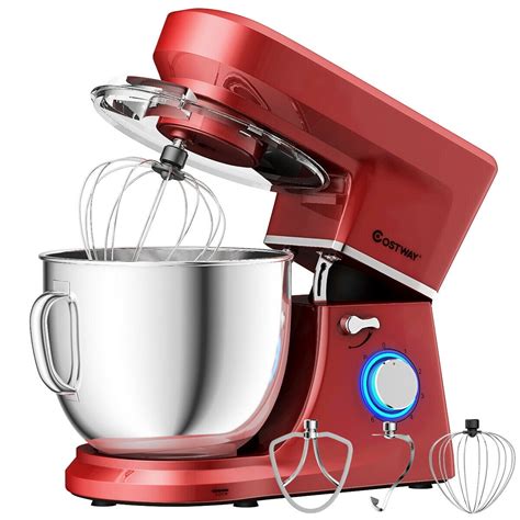 costway tilt head stand mixer 7 5 qt 6 speed 660w with dough hook whisk and beater red