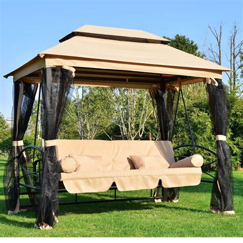 Choose from contactless same day delivery, drive up and more. Large Garden Gazebo Swing Seat Bench Hammock Canopy ...