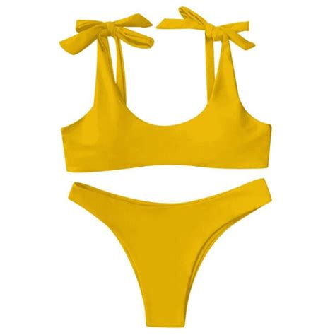 2018 Tankini Sexy Yellow Swimwear Women Bikini Set Brazilian High Cut