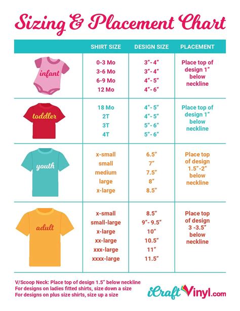 htv sizing chart for shirts