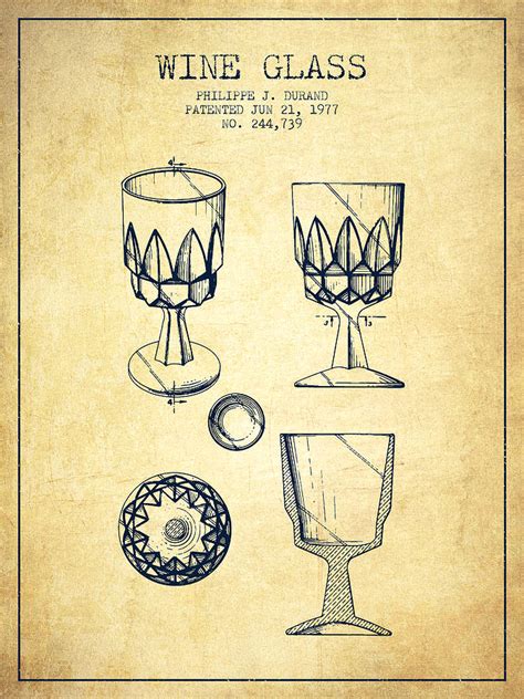 Wine Glass Patent From 1977 Vintage Digital Art By Aged Pixel Pixels