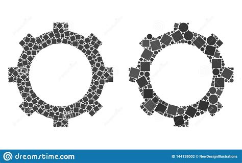 Cog Icon Collages Of Squares And Circles Stock Vector Illustration Of