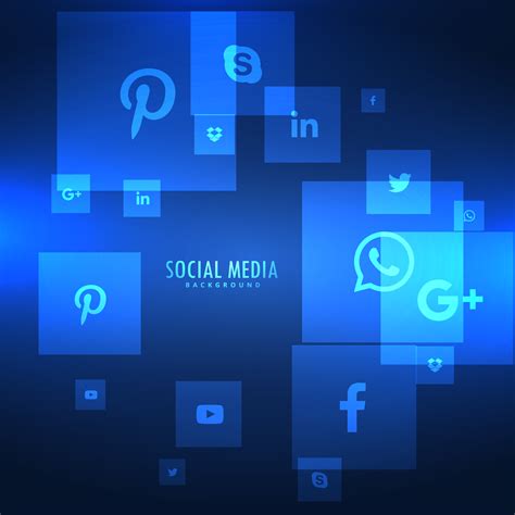 Blue Backgorund With Social Media Icons Download Free Vector Art