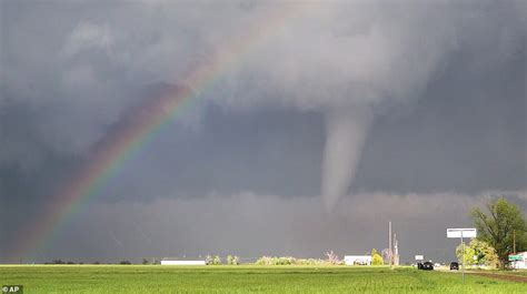 Tornado And Rainbow Seem Aspect By Aspect In Beautiful Picture Taken