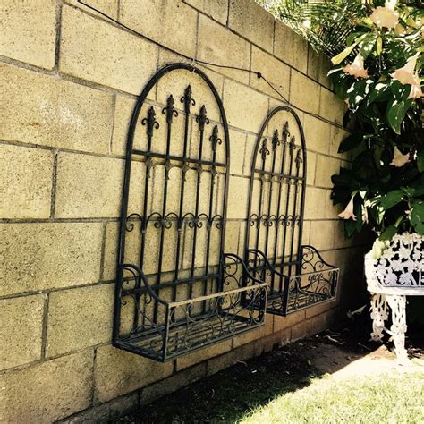 Wrought Iron Wall Flower Planter Set Of 2 Wall Flower Garden Planters Set Of Wrought Iron Wall