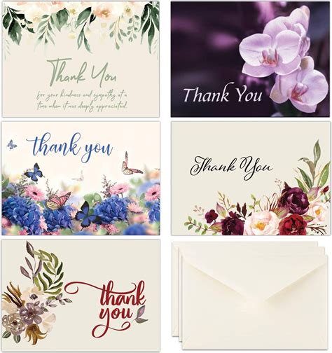 Floral Funeral Sympathy Bereavement Thank You Cards With Envelopes