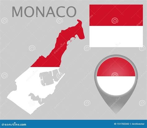 Monaco Flagge Karte Und Kartenzeiger Vektor Abbildung Illustration