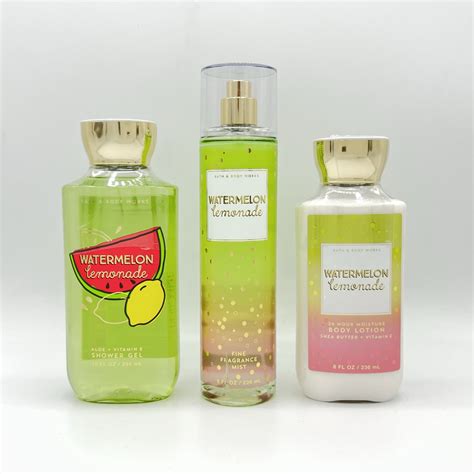Bath And Body Works Watermelon Lemonade 10oz Shower Gel 8oz Fine Fragrance Mist And 8oz Body