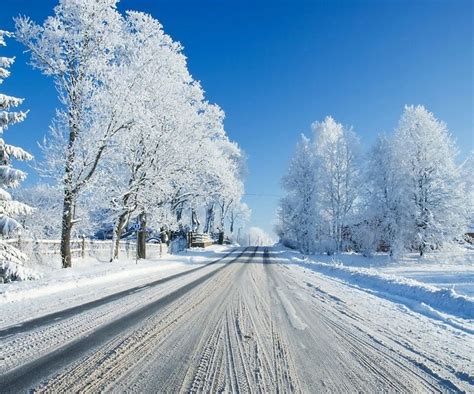 Snow Covered Road In The Country Country Roads Pinterest