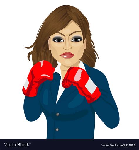 Business Woman Ready To Fight With Boxing Gloves Vector Image