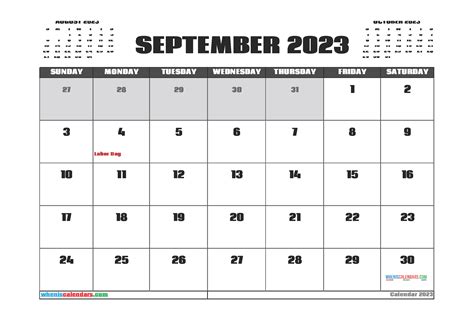 September Calendar With Holidays References VJK