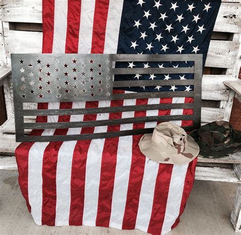 Hand Made Distressed Metal American Flag By Freelance Customs