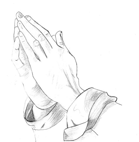 Drawing Of Praying Hands With Rosary