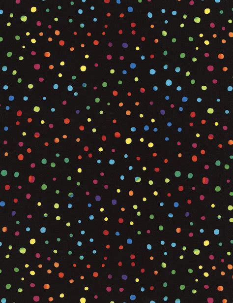 Specialty Fabrics Rainbow Dots On Black Colorful Dots By Timeless