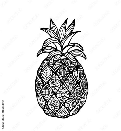 Vector Of Pineapple In Zentangle Style Stock Vector Adobe Stock