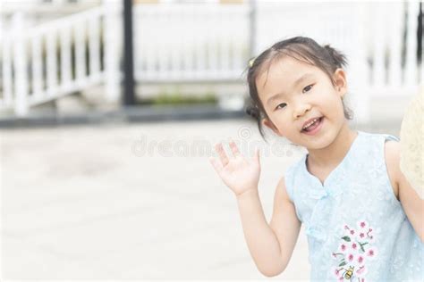 Chinese Kid Saying Hello Dressed Up Cheongsam Stock Photo Image Of