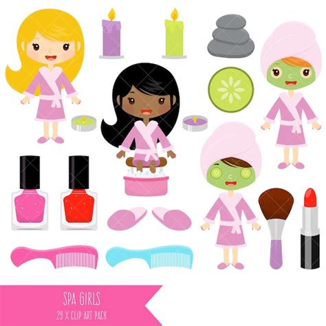 Spa Girls Clipart Spa Party Clip Art Etsy Finland