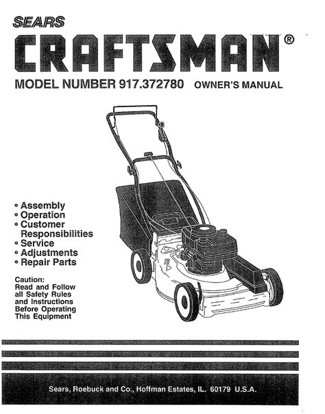 Craftsman 917372780 User Manual Lawn Mower Manuals And Guides L0806836