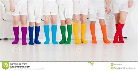 Kids With Colorful Socks Children Footwear Stock Photo