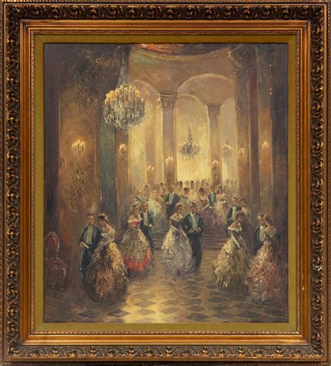 Richard Schlomer German B 1921 Oil On Canvas Ballroom H 32 W 28