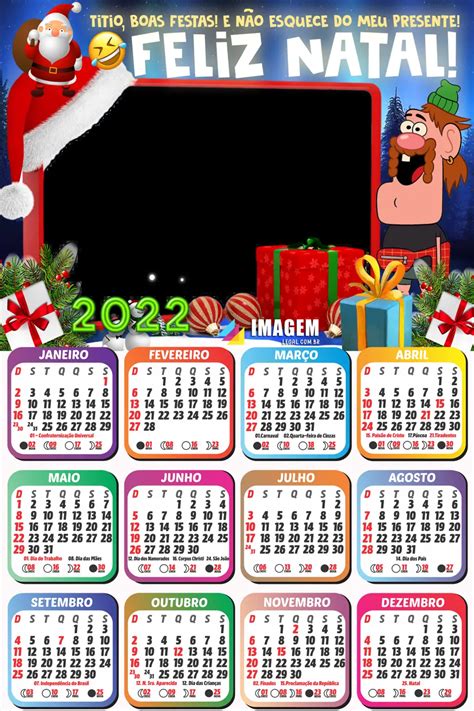 Calendário 2022 Feliz Natal E Papai Noel Molduras Em Png Imagem Legal