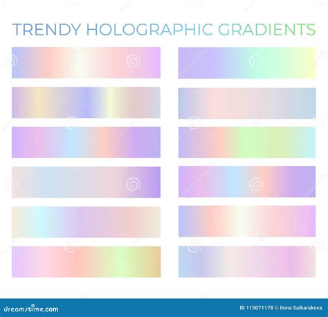 Trendy Holographic Gradients Set Stock Vector Illustration Of