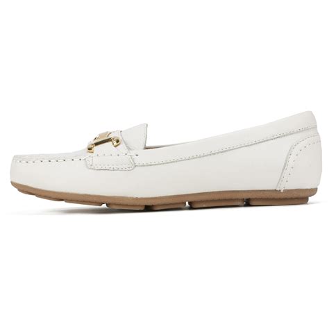 White Mountain Womens Scotch Leather Closed Toe Loafers White Size 7