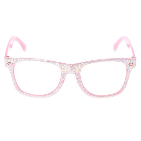 Claires Club Holographic Retro Clear Lens Frames Pink Claires Us