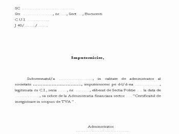 Certificat Fiscal Model Imputernicire Inmatriculare Auto Firma Quick