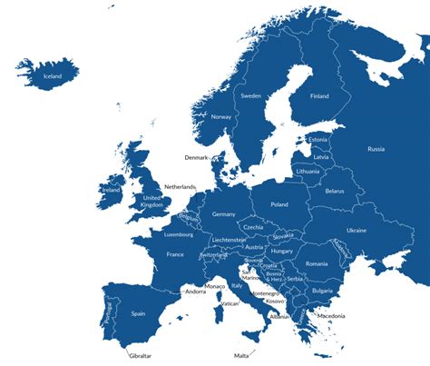 Europe Physical Map Islands